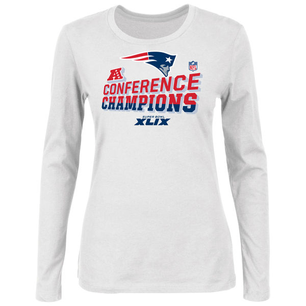 New England Patriots Majestic Women's 2014 AFC Champions Trophy Collection Locker Room Long Sleeve T-Shirt - White